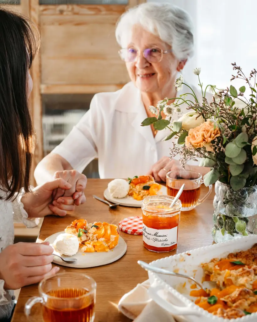 Crumble géant aux pêches et à la Confiture de pêches
