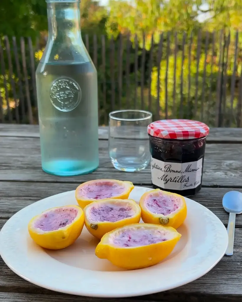 Glace citron et Confiture de myrtilles Bonne Maman