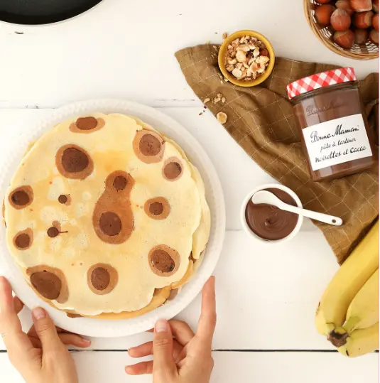 Crêpes léopard à la pâte à tartiner noisettes et Cacao
