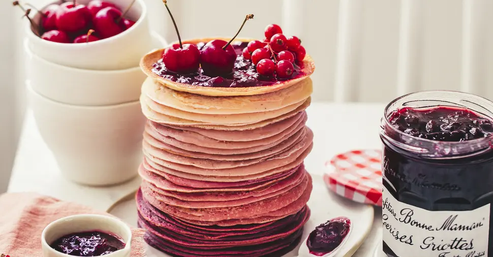 Crêpes ombrés à la confiture de cerises griottes 