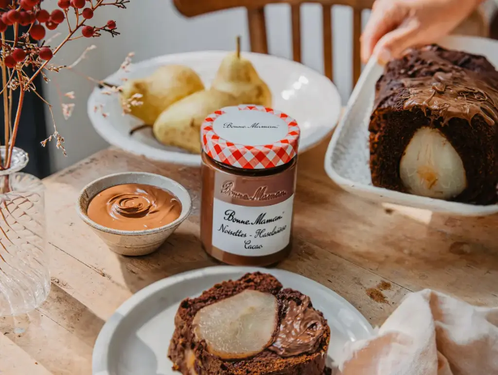 Cake poire chocolat à la Pâte à tartiner noisettes et cacao 
